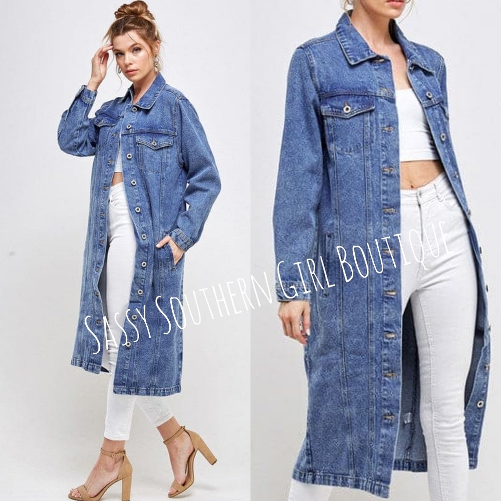 🆕⭐Mid length blue jean jacket